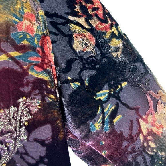 VINTAGE Burnout Velvet Embroidered Beaded Boho Whimsigoth Stevie Nicks Hoodie - Picture 8 of 8